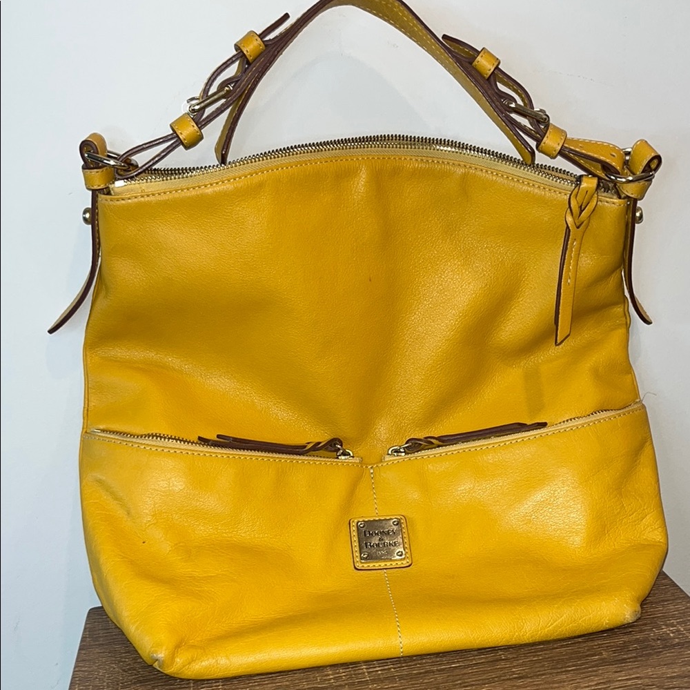 Dooney & Bourke Yellow Leather Tote Bag
